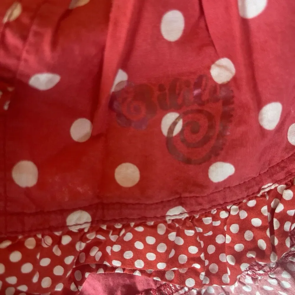 Oilily Girls Red White Polka Dot Ruffle Twirl Skirt Sz 128 Euro Boutique Disney
